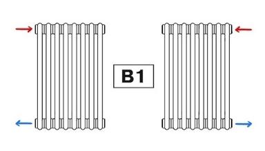 Боковое подключение радиаторов Tubog 8 секций, (схема)